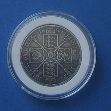 1890 Victoria .925 Silver Double Florin- Free Capsule