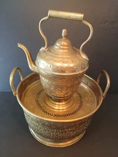 Authentic Vintage Moroccan Brass Hand Wash / Washer, Two-Handle Basin