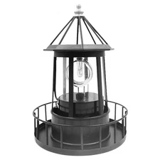 Solar Powered LEDRotating Lighthouse Night Light Outdoor Home Garden 360Rotating