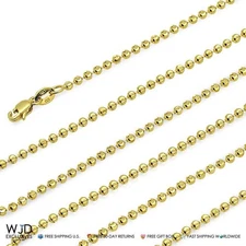 14K Yellow Gold Moon-Cut 3mm Bead Ball Chain (Hollow) 22"-30"