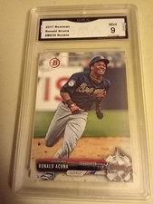 2017 Bowman Ronald Acuna #BD39 Graded GMA 9 MINT Rookie Baseball Card. rookie card picture