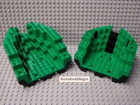 Vintage Lego Pirate Ship Green Black Hull Boat Bow Stern 6250 Cross Bone Clipper