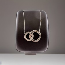 925 Sterling Silver Micro Pave CZ Interlocking Diamond-Shaped Necklace