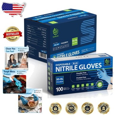Durable Nitrile Gloves 1000pk - Food Safe, Chemical Resistant, Medium, Blue
