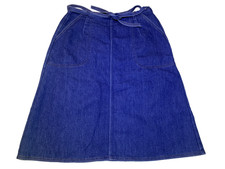 Vintage Mr. Mort Denim Wrap Midi Skirt Blue Cotton Union Made Pockets Tie Waist