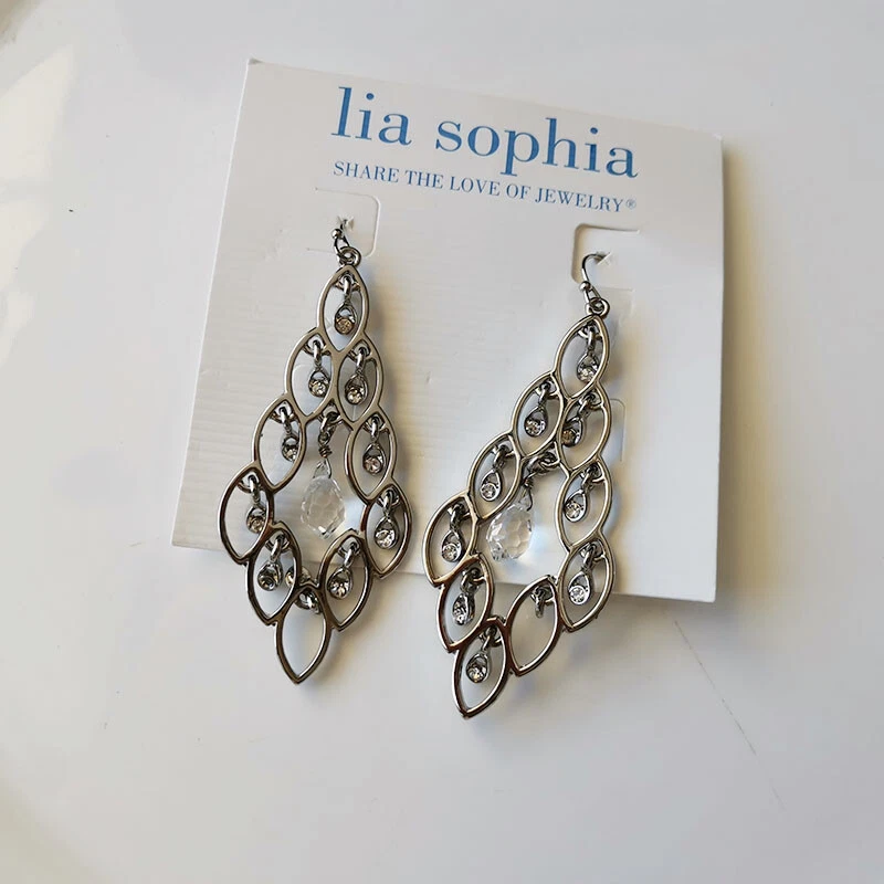 New Lia Sophia Crystal Drop Dangle Earrings Gift Fashion Women