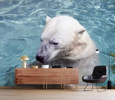 3D White Polar Bear ZHUA1504 Wallpaper Wall Murals Removable Self-adhesive 24