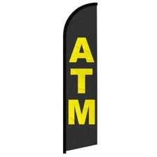 ATM Windless Full Sleeve Feather Advertising ATM Machine Here Banner Flag