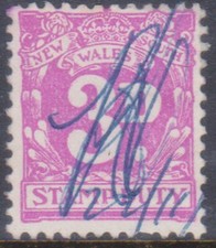 (F315-59) 1950 NSW 3d violet stamp duty (BI)