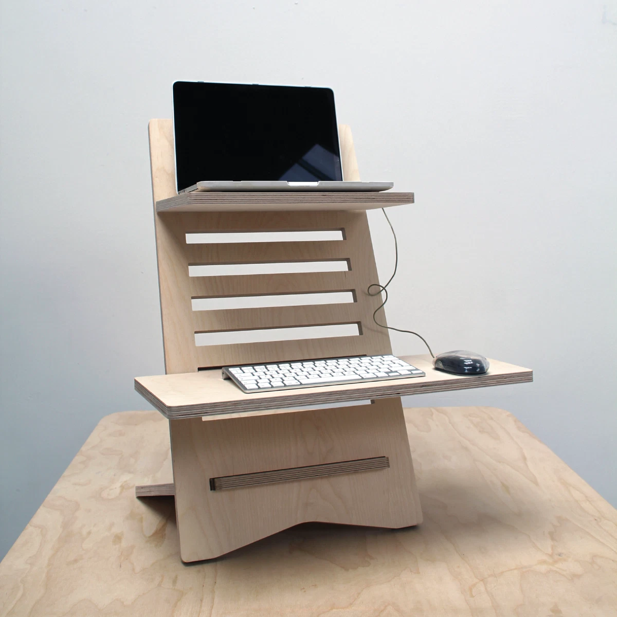 Standing Desk Converter Plywood Laptop Stand Height Adjustable Work From Home