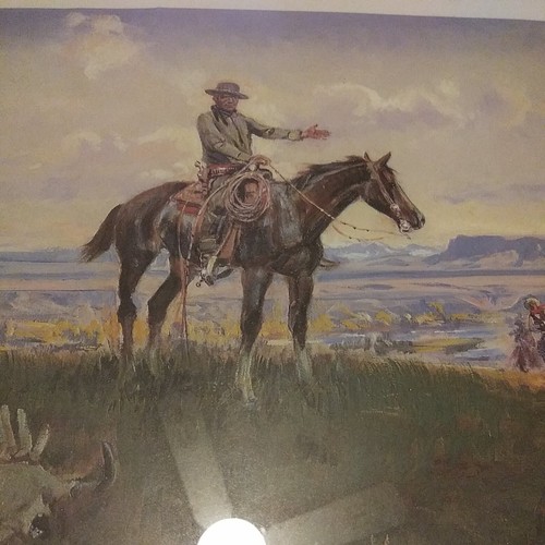 Stampa artistica vintage C M Russell incorniciata 1922 Western Cowboy Southwestern 17" x 12" - Foto 2 di 24