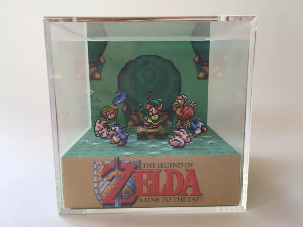 The Legend of Zelda Link to the Past Ocarina Scene Shadow Box Diorama Cube  SNES