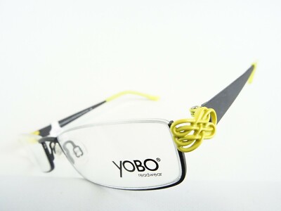 Yobo Damenbrille Lesebrillen ohne Glas ausgefallen schwarz/gelb Halbrand Gr. M