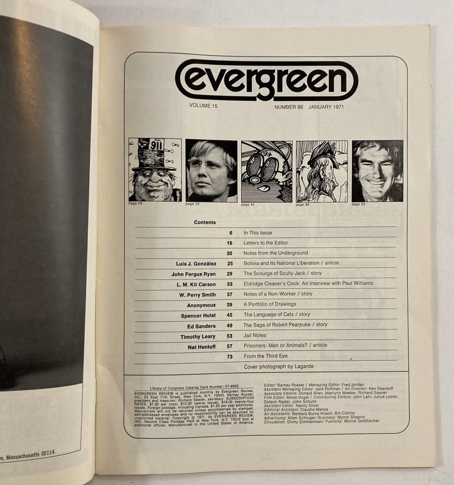 Evergreen Review Magazine Counterculture Jan 1971 Tomothy Leary Eldrige Cleaver - Image 2 of 4