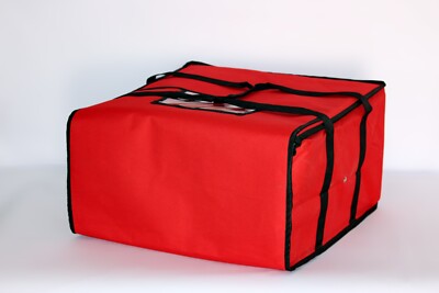 Insulated Pizza Delivery Bag, Red Nylon, 20'' x 20'' x 12'' - Holds up to (6) 16''
