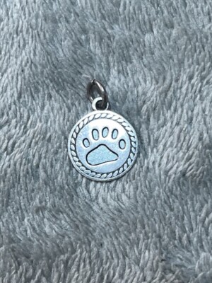 Paw Print Dog Cat Pet Owner ID Sterling Silver 3d Charm Pendant !!