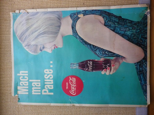 Coca Cola Cardboard 60er Jahre Coke Pappschild Reklameschild Werbung Reklame - Bild 3 von 10