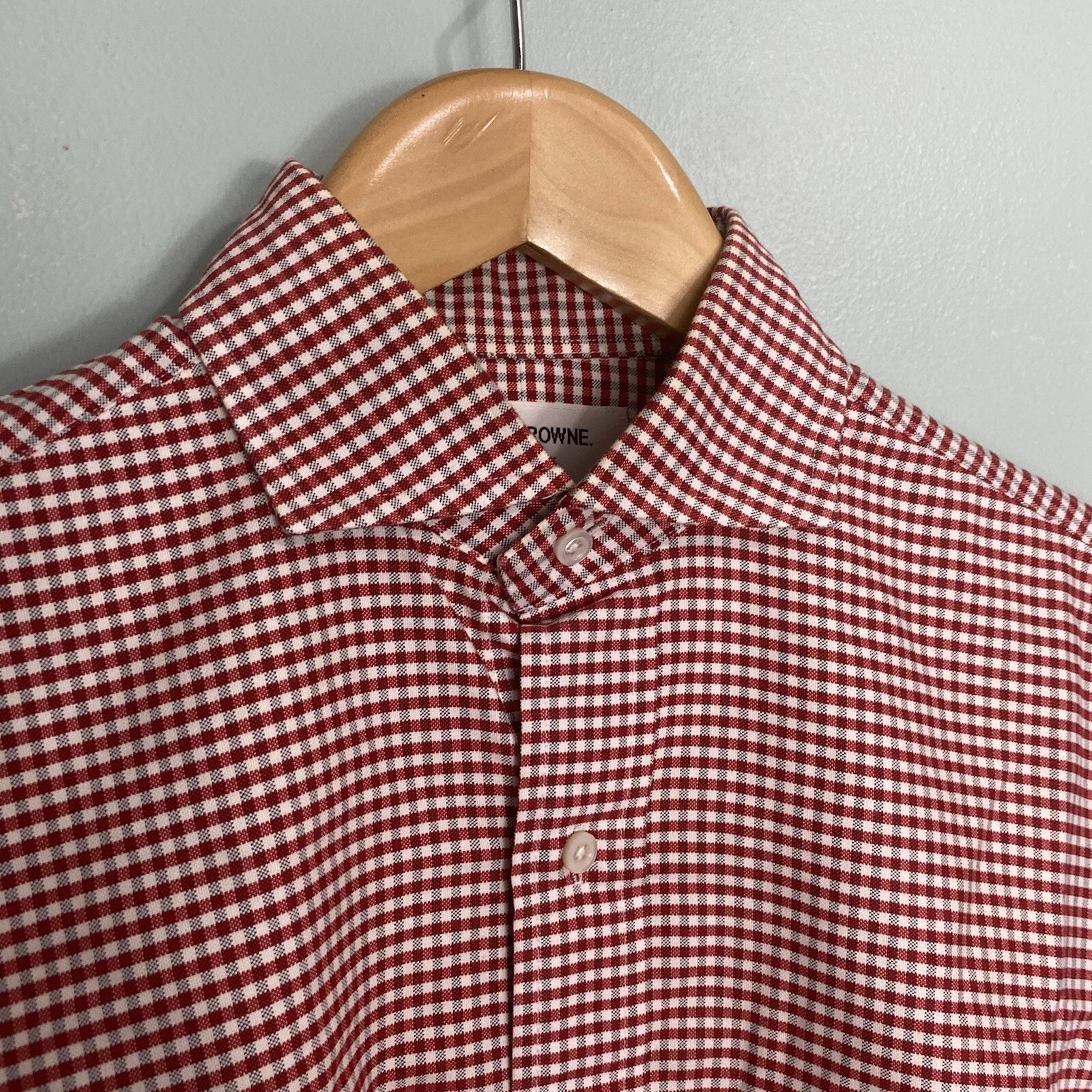 Camicia elegante Thom Browne Gingham a quadri rosso bianco taglia 2 o M