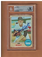Jim Kaat AUTOGRAPHED 1968 TOPPS BASEBALL CARD SIGNED MINNESOTA TWINS BECKETT AUT