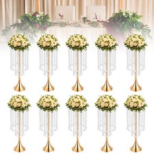 10Pcs Luxurious Acrylic Crystal Flower Stand Wedding Centerpieces on Floor Gold