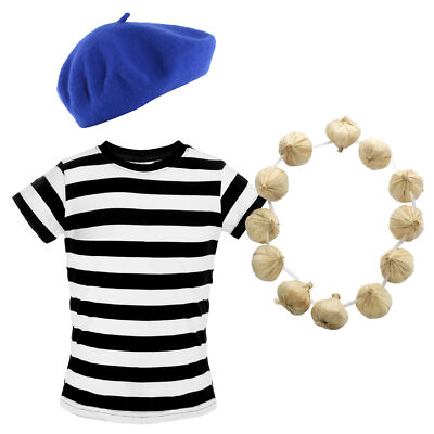 ILOVEFANCYDRESS Kinder-Kostüm Franzose – Schwarz-weißes Gestreiftes Langarmtop + Farbiges Beret Für Bastille Day