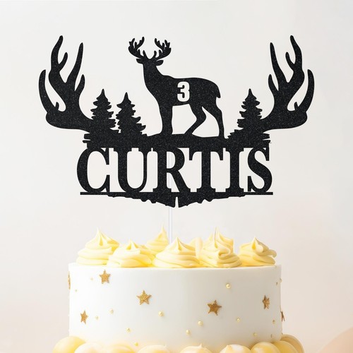 Reindeer Merry Christmas Glitter Cake Topper Xmas Celebration Party