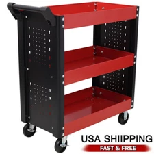 3 Tier Utility Cart 1000lbs Heavy Duty Service Cart w/ Wheels Rolling Tool Cart