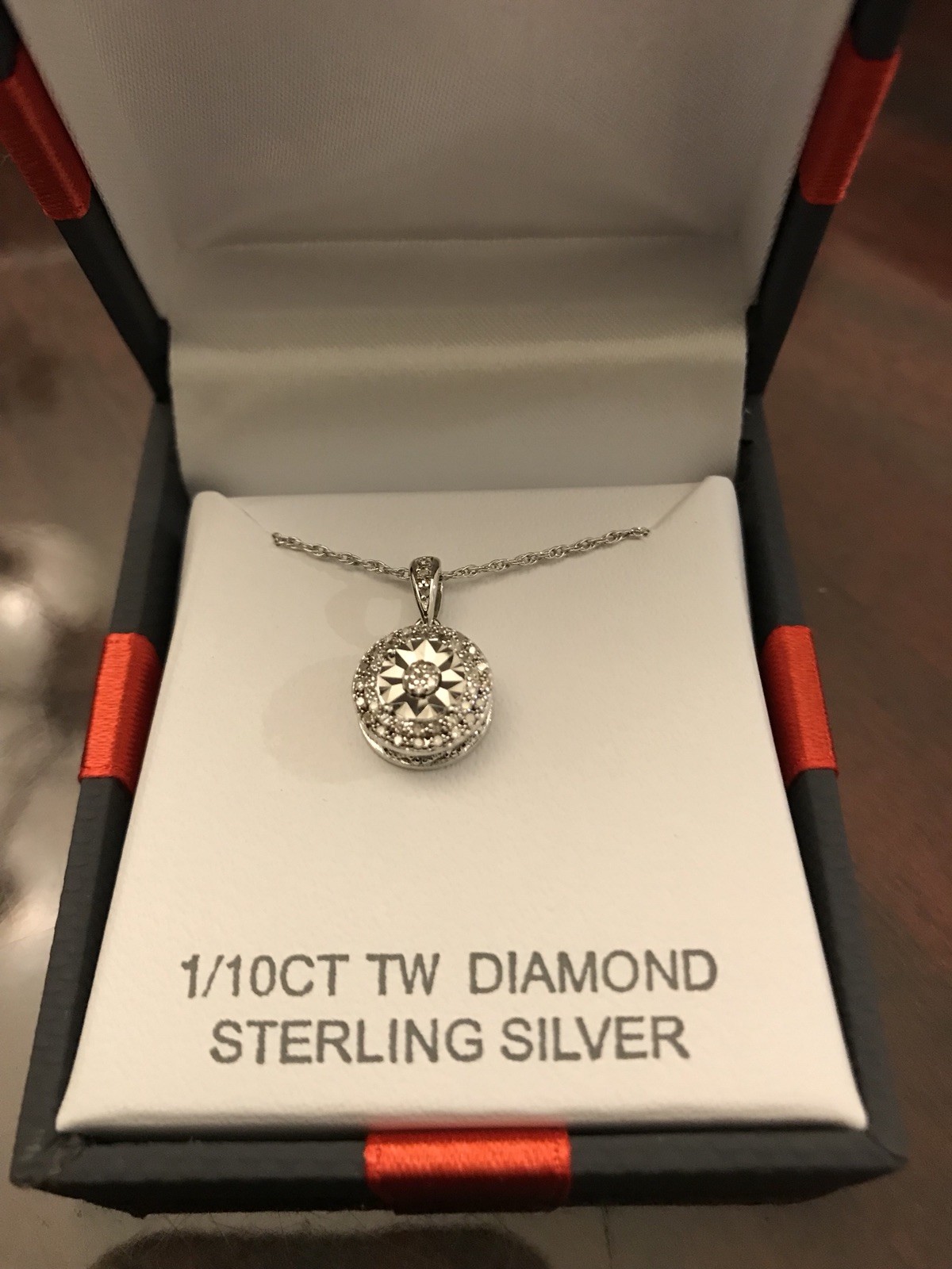 New 1 10 Ct Tw Diamond Sterling Silver Pendant Necklace Round EBay