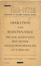 TM9-1672A Resistance Box Shallcross 829 Repair Maintenance Operators book
