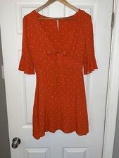 Free People Mini Dress Polka Dot Bow Sleeves Size 4