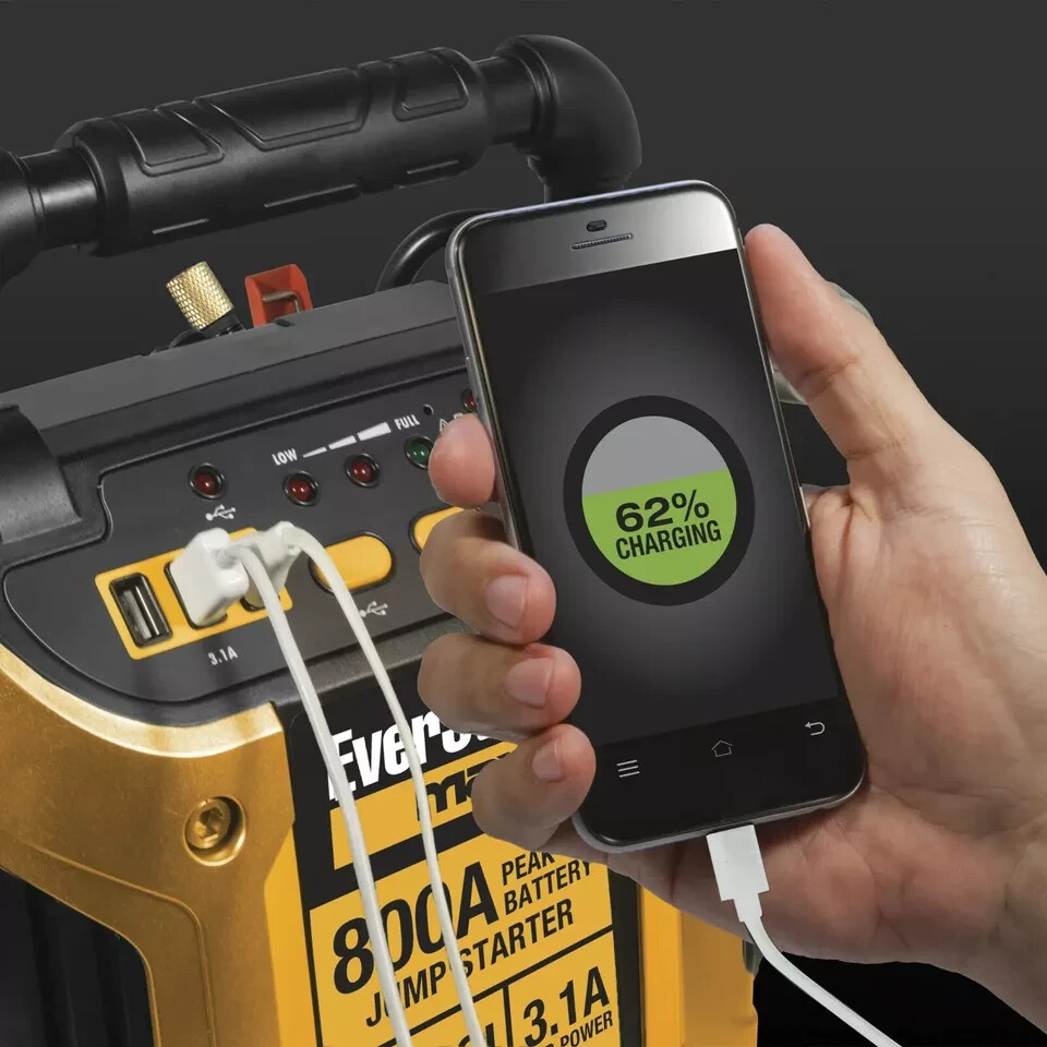 Portable Jump Starter Compressor Power Pack w/ Car Battery Jumper Box 3