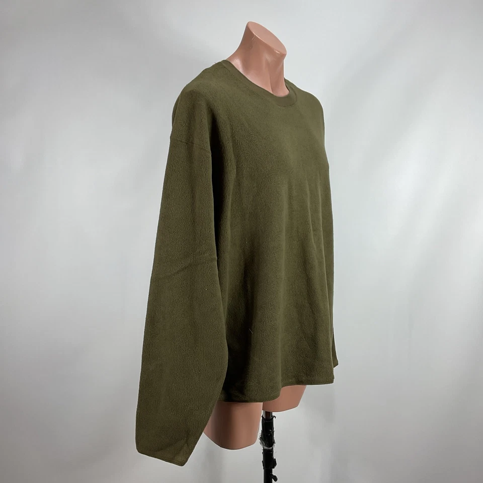 Suéter Relajado Vintage Años 90 y2k Calvin Klein Verde Oliva Vellón Cuello Redondo XXL Foto 4 de 4