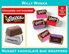 Willy Wonka Nugget size chocolate bar wrappers - NO CHOCOLATE - Party Favors