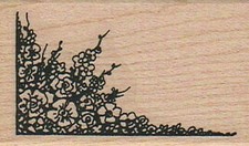 Corner Flowers 1 1/2 x 2 1/4" Rubber Stamp, Plant Stamp, Tree Stamp, Flowers