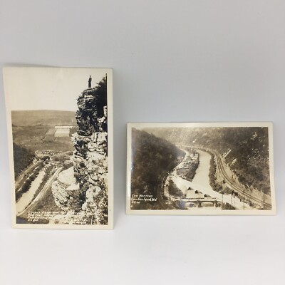 2 Antique Real Photo Postcards US 40 Cumberland Maryland The Narrows Lovers Leap