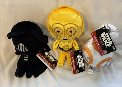 Lot 3 Star Wars Plush - Darth Vader C-3PO Bb8 Disney Mattel - New With Tags