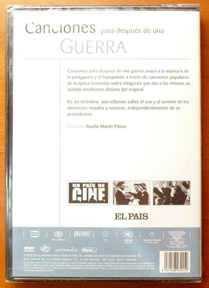 Canciones para después de una guerra [DVD] EL PAÍS, Basilio Martín Patino, NUEVO - Imagen 2 de 2