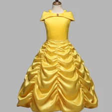 Princess Belle Yellow Off Shoulder Layered Costume Dress Little Girl 2-10 Years