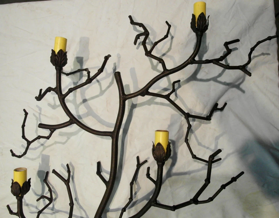 RARO NUEVO PERSONALIZADO GRANDE COLOR RÚSTICO RAMAS DE ÁRBOL 4 LUCES LÁMPARA APLIQUE DE PARED Foto 2 de 4