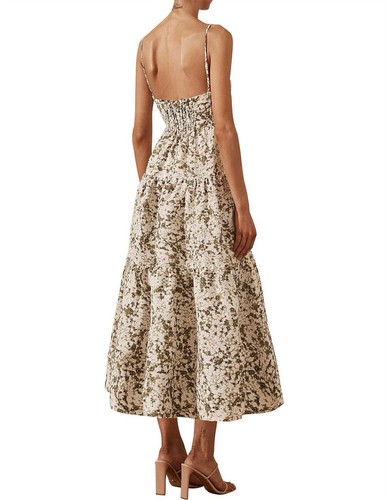 Shona Joy Dress Size AU 12 / US 8 Suzette Midi Green Floral Linen Blend Pockets! - Picture 6 of 15