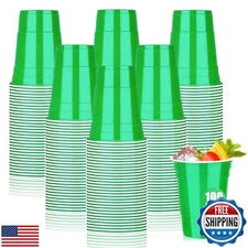 Dualshine 100 Pack Green Plastic Cups 16 oz,Disposable Cups for Party,Heavy D