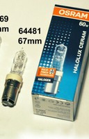 Osram Halolux Ceram Halogen 60W B15D 230V 64481 Kurzer Sockel - Neu Eek:G
