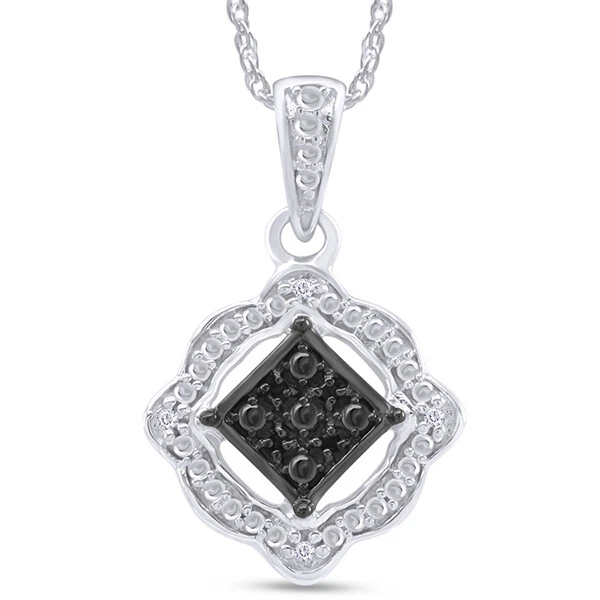 Juego de joyas de diamantes naturales enchapados en oro blanco y negro de 0,11 quilates en plata Foto 2 de 4