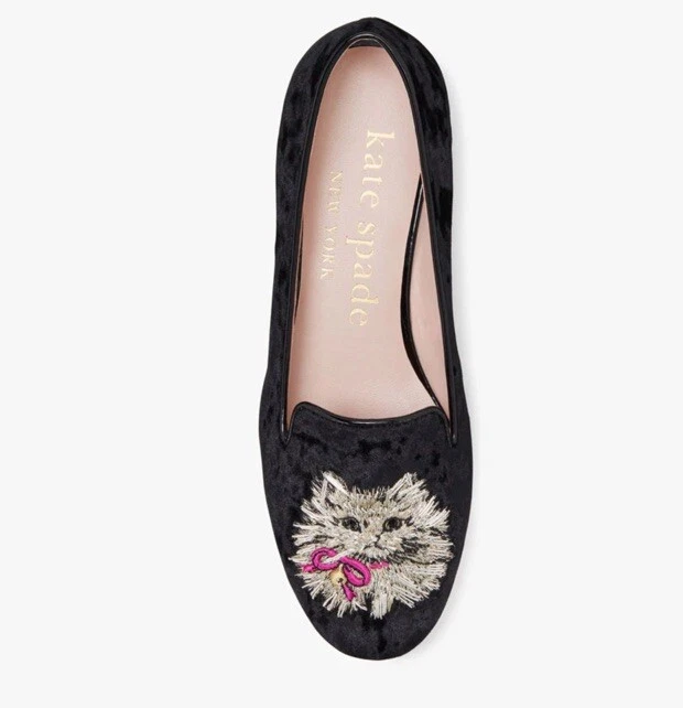 Mocassim Kate Spade New York Whiskers preto camurça bordado tamanho 9,5 novo na caixa - Imagem 2 de 4