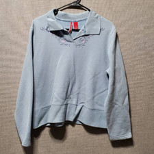 Gloria Vanderbilt Sport Womens Pullover Sweatshirt Blue Long Sleeve Collared XL