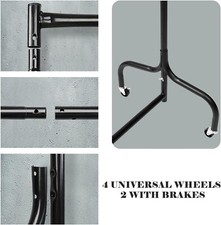 6ft Heavy Duty Garment Rail Hanging Clothes Rack Portable Home Retail Display