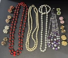 Vintage Lot Signed Japan & Hong Kong Beaded Multicolor Costume Jewelry