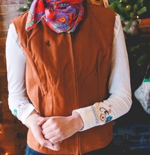 Wyoming Traders Womens X-Large Absaroka Canvas Zip Up Ranch Wear Cowgirl Vest