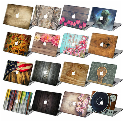 2026 New For Macbook Pro Air Wood Flower Paint Hard Cut Rubberized Case Cover+KB
