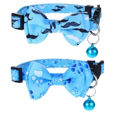 2 Pack Kitten Collar with Bell Breakaway Cat Collars with Removable Bow Tie S...